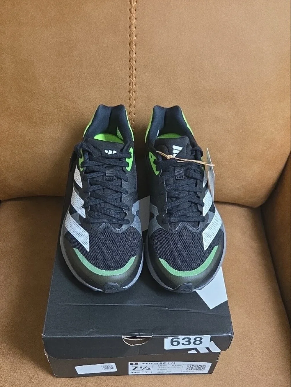 adidas ADIZERO Black & Neon Green Men's Running Sneakers